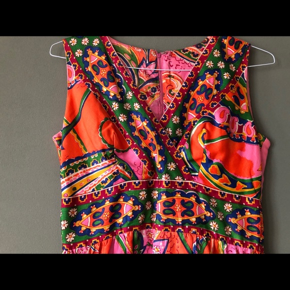 Retro vintage maxi dress. Gorgeous colours. - Picture 3 of 4